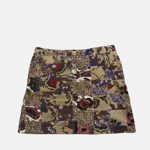 Boho Patchwork Mini Skirt Floral Y2K Style Cotton Size 8 Larry Levine